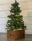 rustic brick-mold inspired wood box with christmas tree | wood-burned