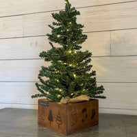 rustic brick-mold inspired wood box with christmas tree | wood-burned