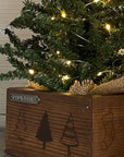 rustic brick-mold inspired wood box with christmas tree | wood-burned