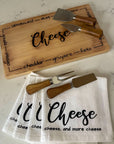 cutting board: wood-burned | cheese set