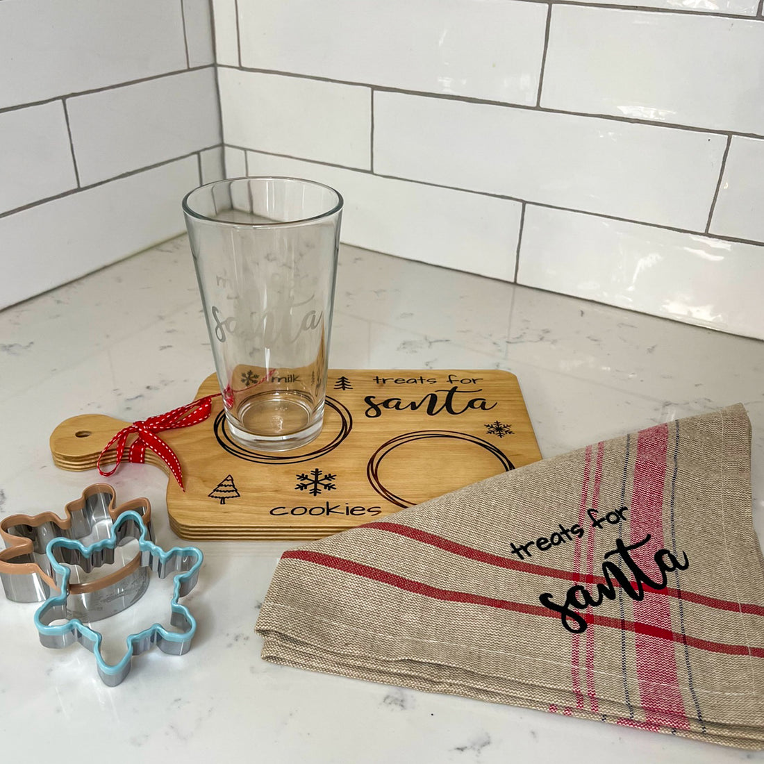 cutting board set: wood-burned | treats for santa set