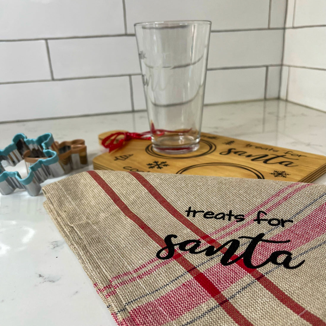 cutting board set: wood-burned | treats for santa set
