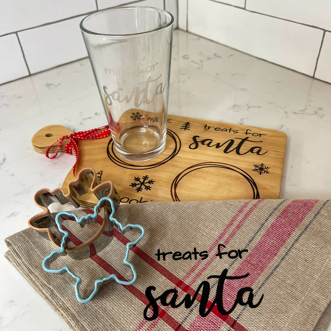 cutting board set: wood-burned | treats for santa set