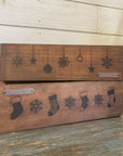 rustic brick-mold inspired wood box | christmas design wood-burned