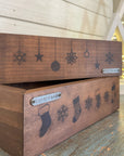 rustic brick-mold inspired wood box | christmas design wood-burned