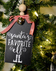 rustic christmas tree ornament with silver bell | black