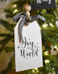 rustic christmas tree ornament with silver bell | white