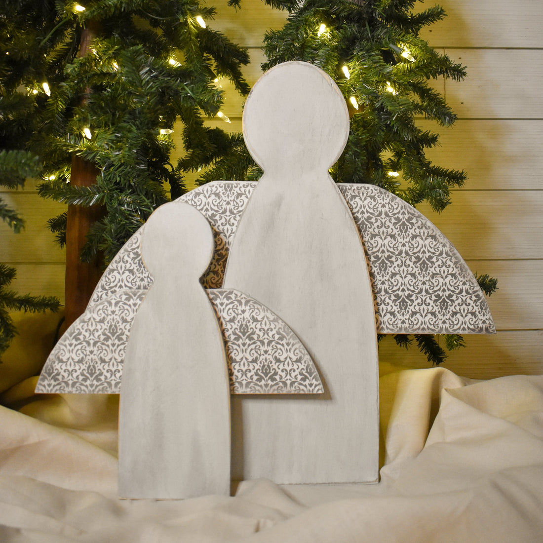 rustic angel with silver accents