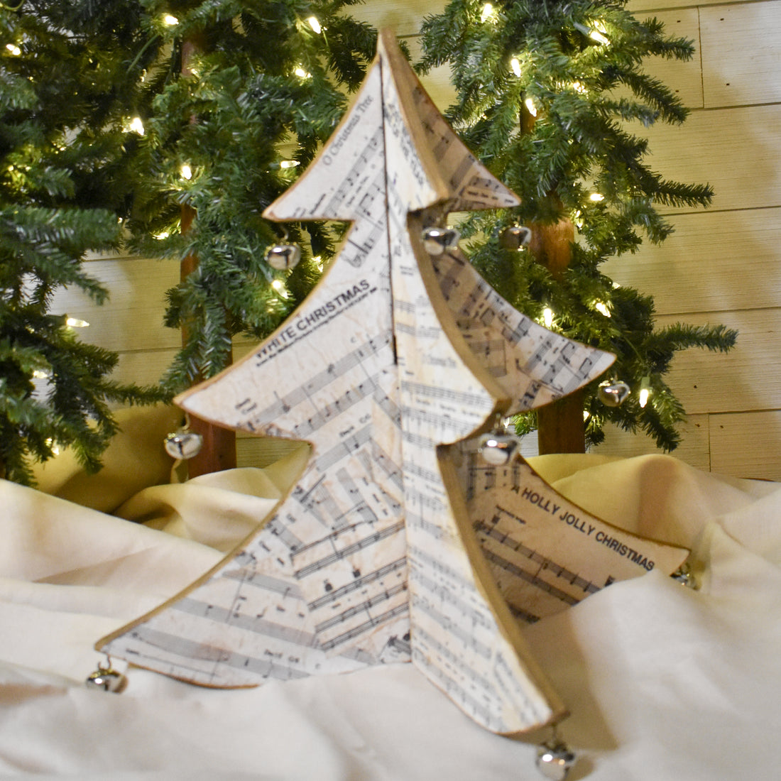 rustic christmas tree with bells