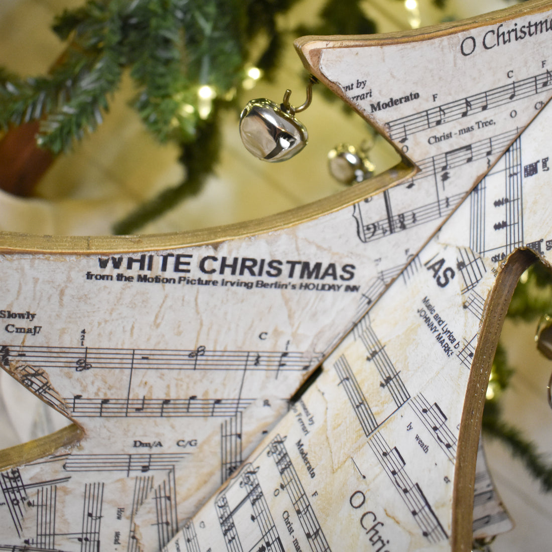 rustic christmas tree with bells