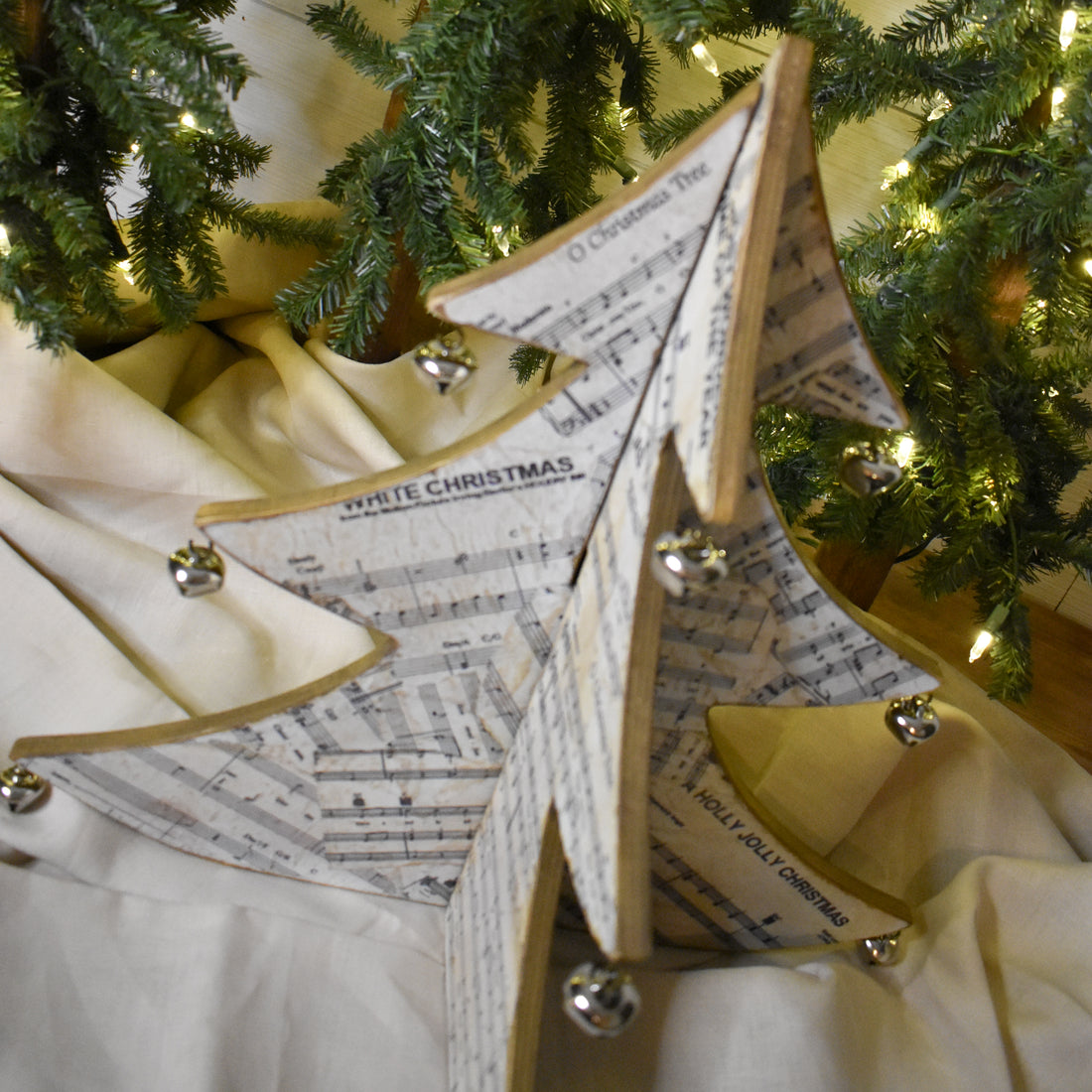 rustic christmas tree with bells