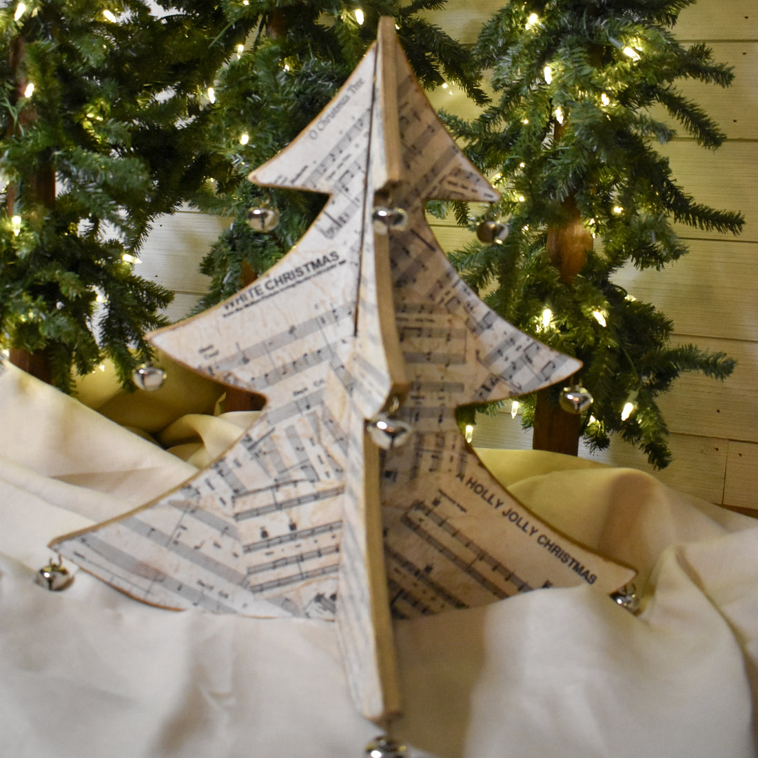 rustic christmas tree with bells