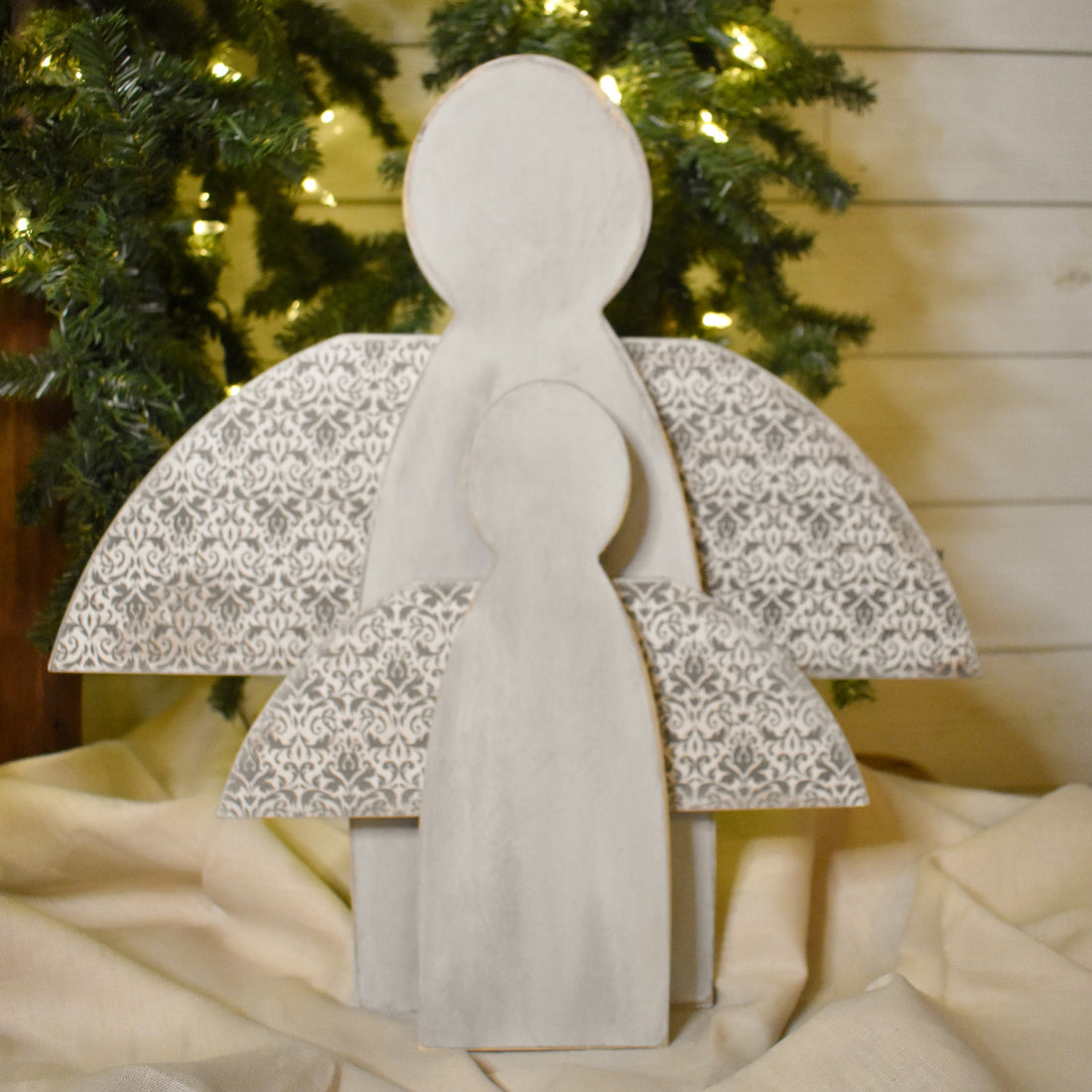 rustic angel with silver accents