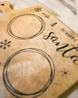 cutting board: wood-burned | treats for santa