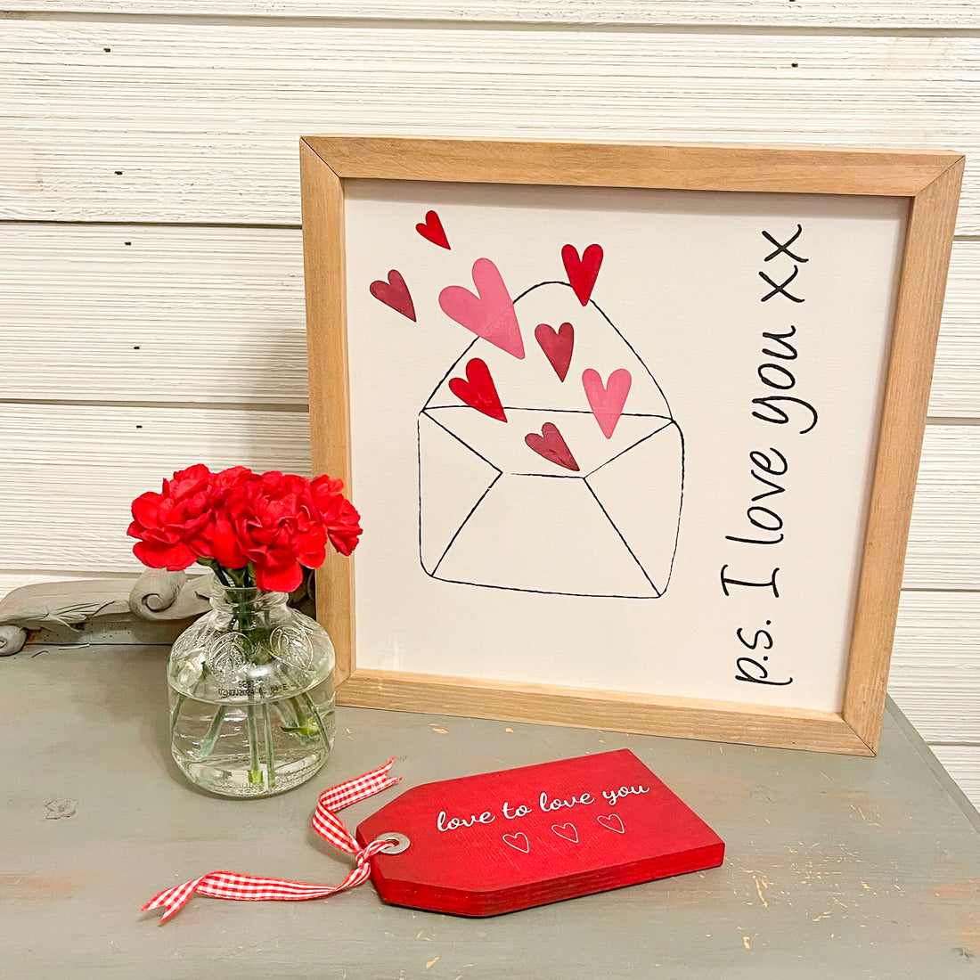 envelope with hearts, p.s. i love you