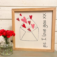 envelope with hearts, p.s. i love you
