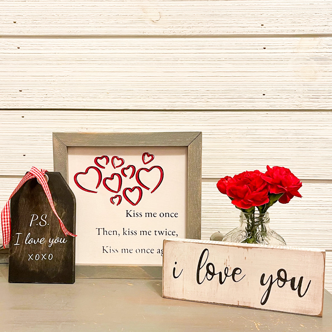 rustic tag in black, p.s. i love you