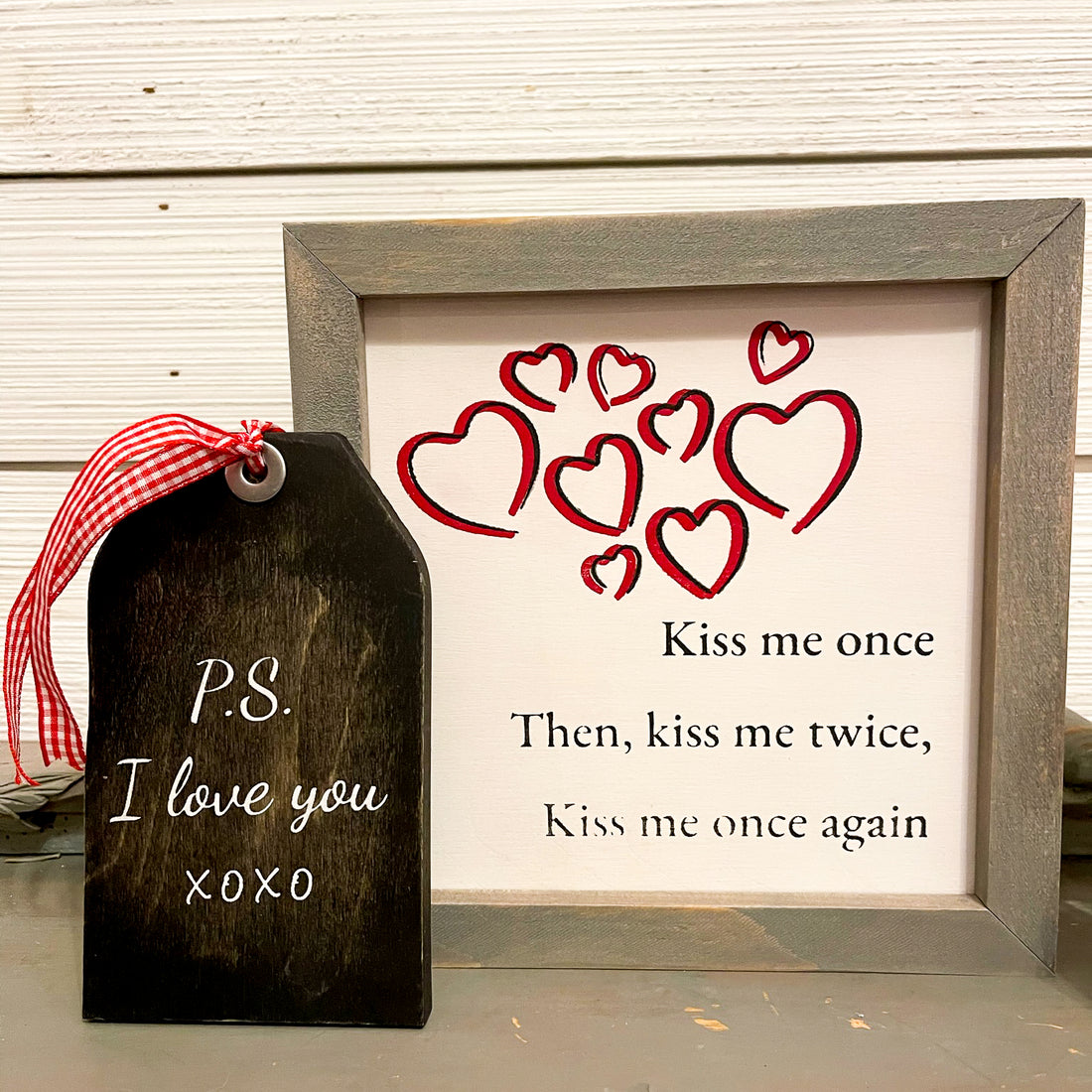 rustic tag in black, p.s. i love you