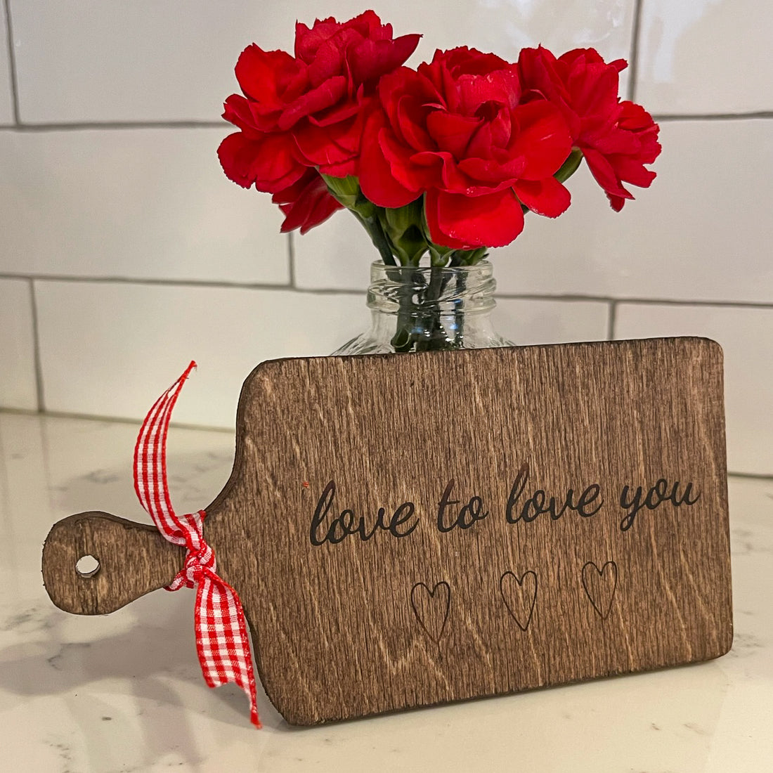 cutting board: wood-burned | love to love you