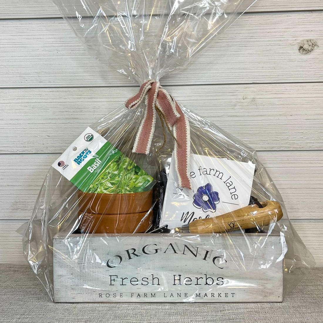 rustic brick-mold inspired wood box | organic herbs kit