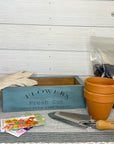 rustic brick-mold inspired wood box | organic flowers kit
