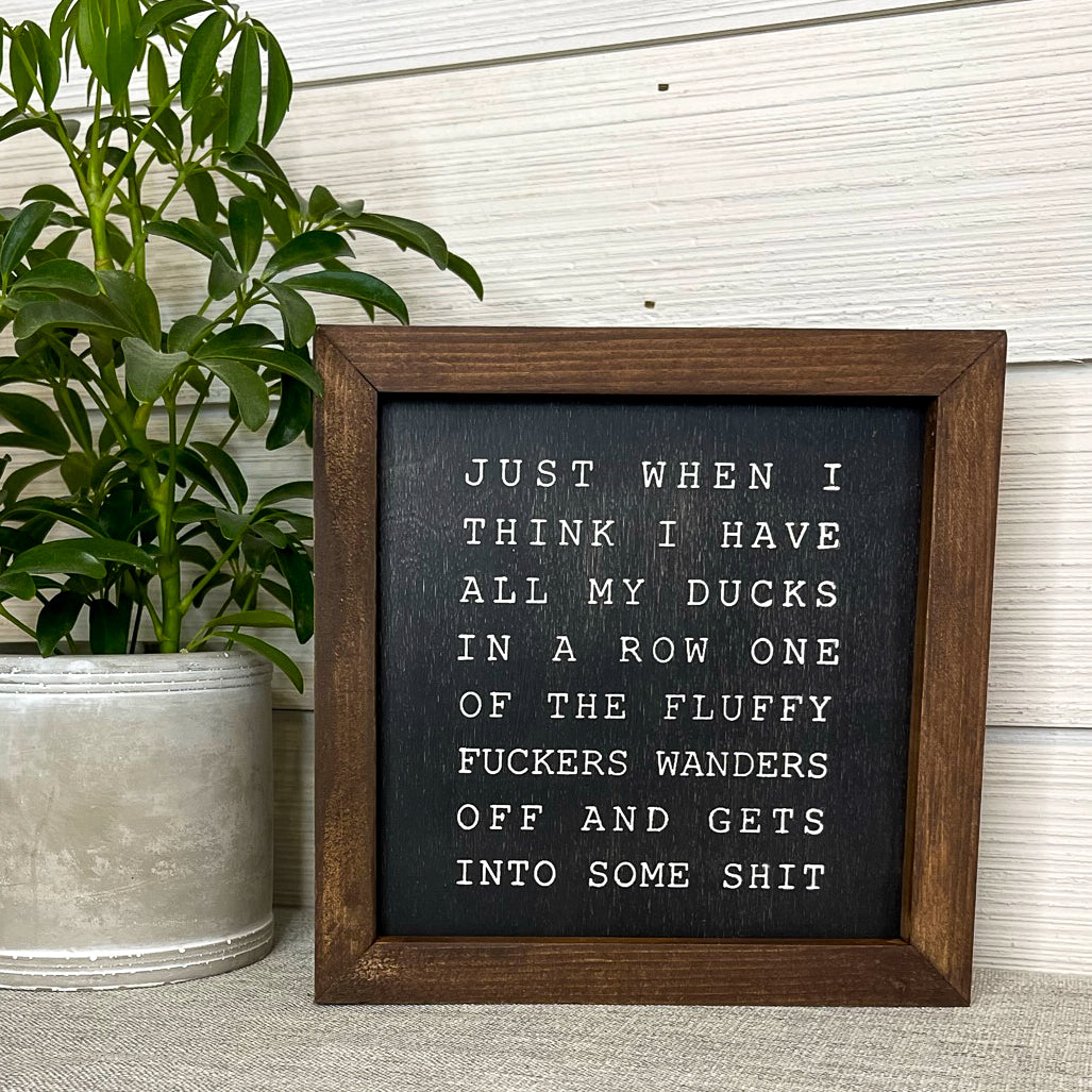 just when I think I have all my ducks in a row