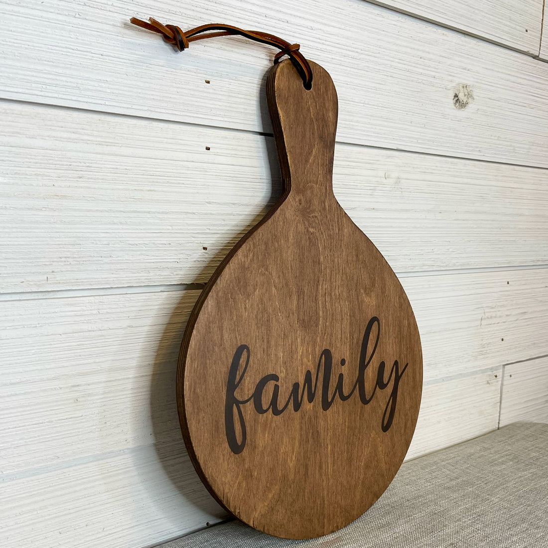 cutting board: wood-burned | family