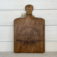 cutting board: wood-burned | la boulangerie