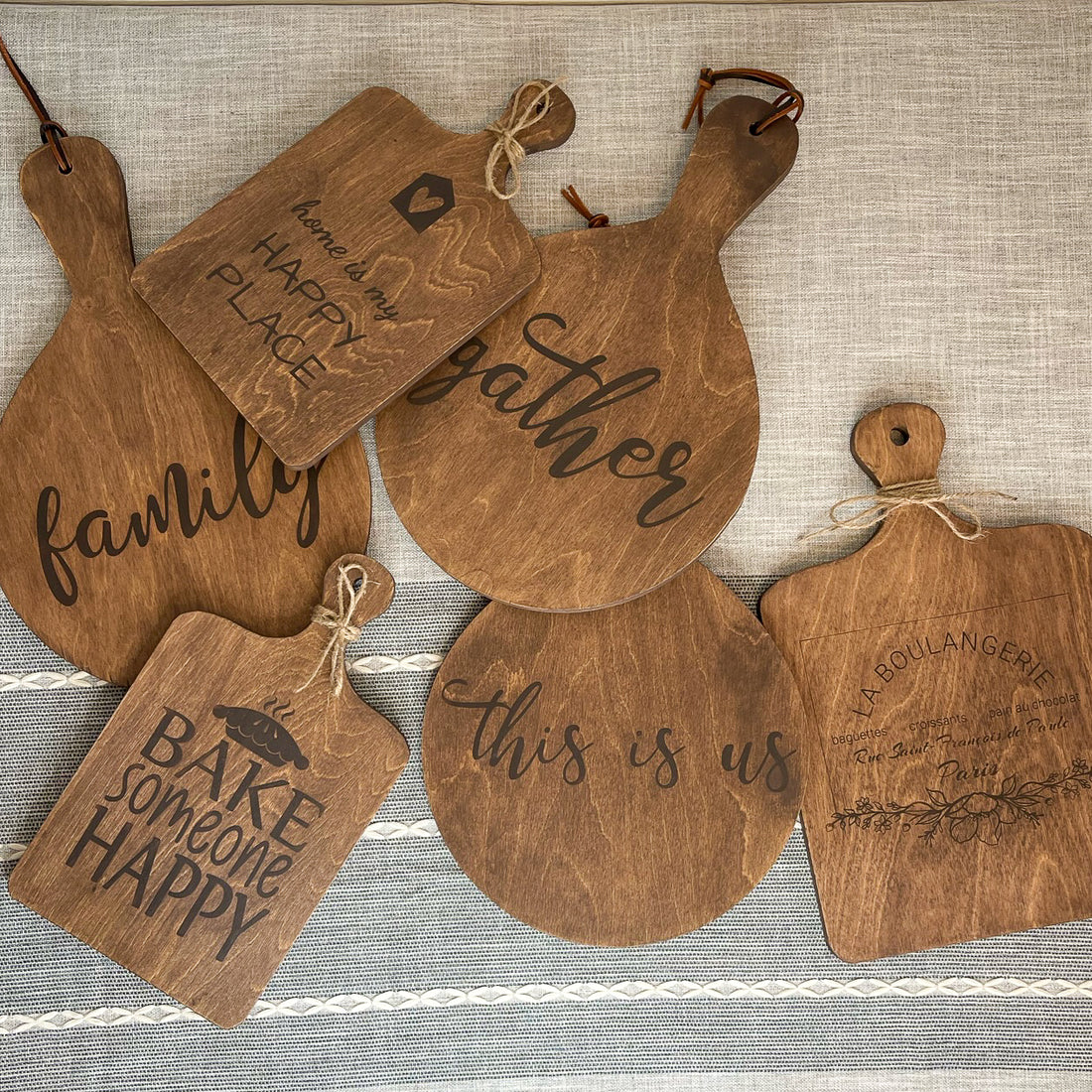 cutting board: wood-burned | gather