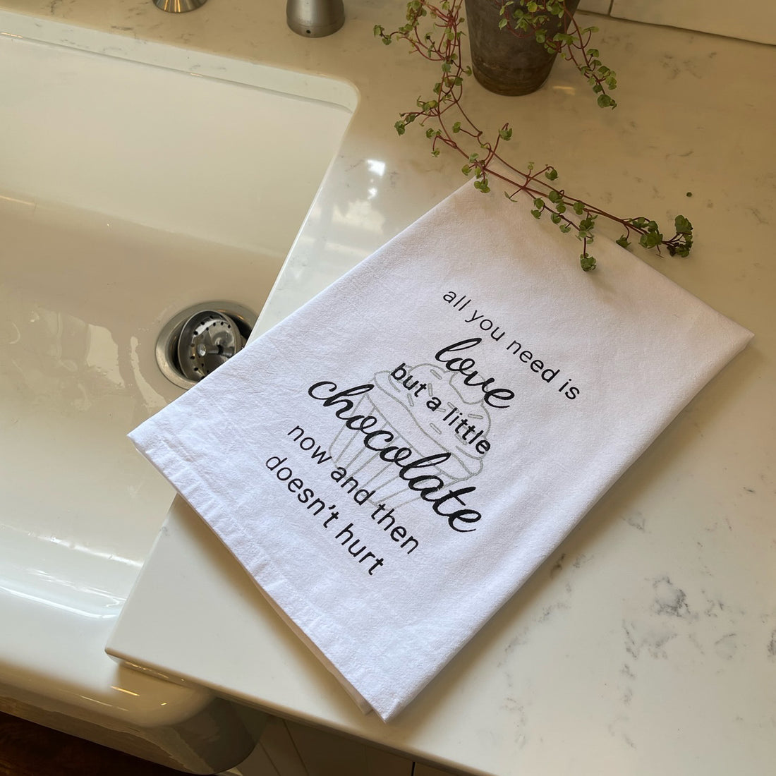 dish towel: assorted food and love sayings
