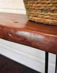 maple live edge bench / side table with black steel hairpin legs