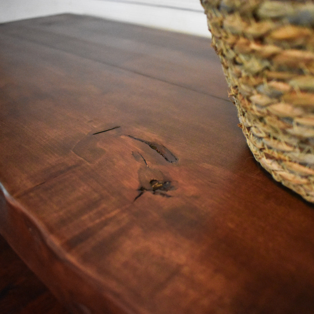 maple live edge bench / side table with black steel hairpin legs