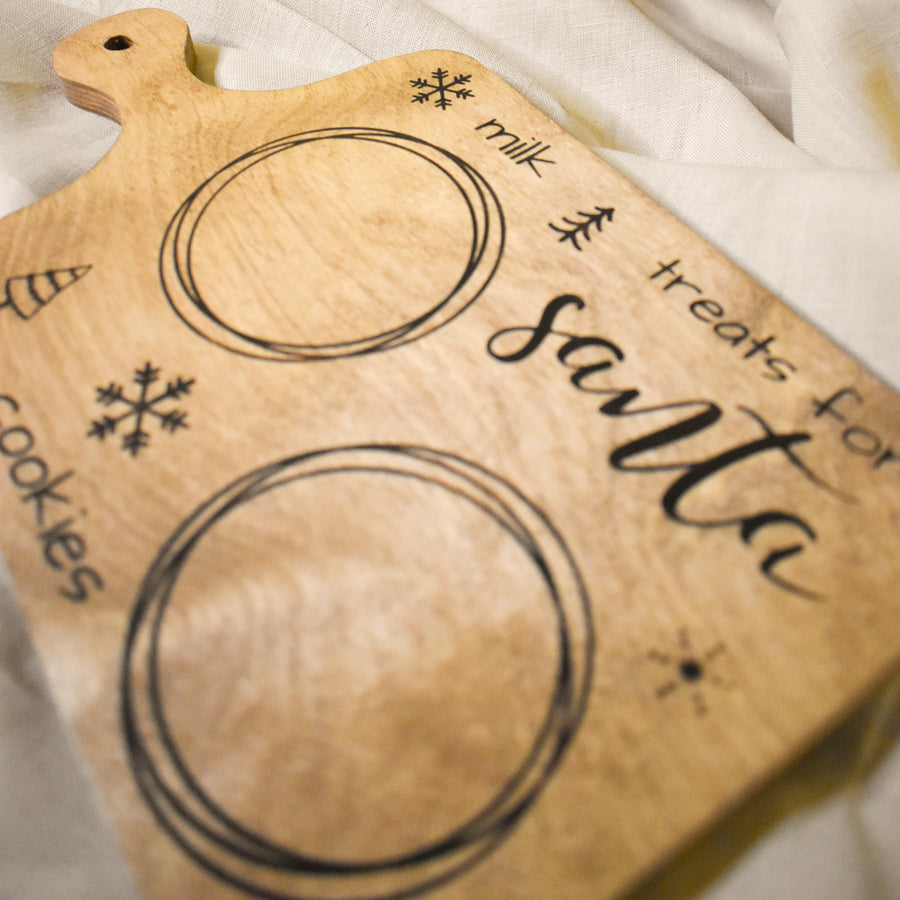 cutting board set: wood-burned | treats for santa set