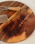 cutting board: wood-burned | bon appétit set