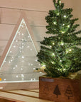 rustic brick-mold inspired wood box with christmas tree | wood-burned