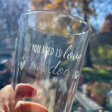 etched pint glass | various fun designs