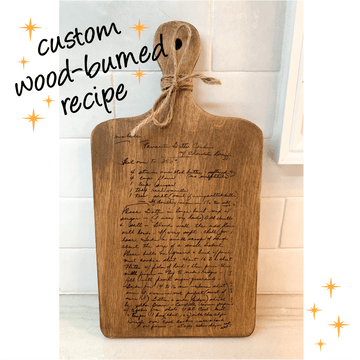 cutting board: wood-burned custom design