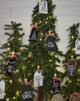 rustic christmas tree ornament with silver bell | black