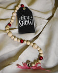rustic tag with bead garland | black
