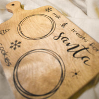 cutting board: wood-burned | treats for santa