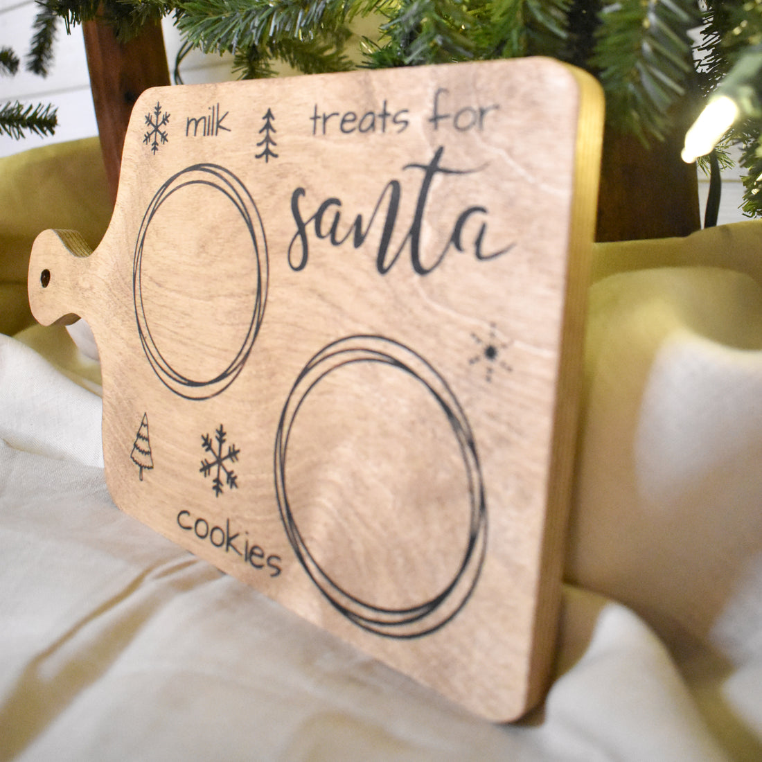 cutting board: wood-burned | treats for santa