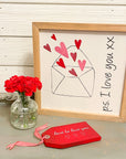 envelope with hearts, p.s. i love you
