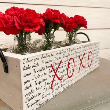 rustic brick-mold inspired wood box | i love you in many languages