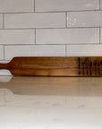 cutting board: wood-burned | cutlery
