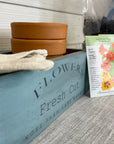 rustic brick-mold inspired wood box | organic flowers kit