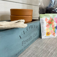 rustic brick-mold inspired wood box | organic flowers kit