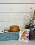 rustic brick-mold inspired wood box | organic flowers kit