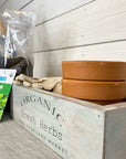 rustic brick-mold inspired wood box | organic herbs kit