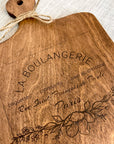 cutting board: wood-burned | la boulangerie