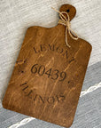 cutting board: wood-burned | home town zip code | lemont illinois 60439